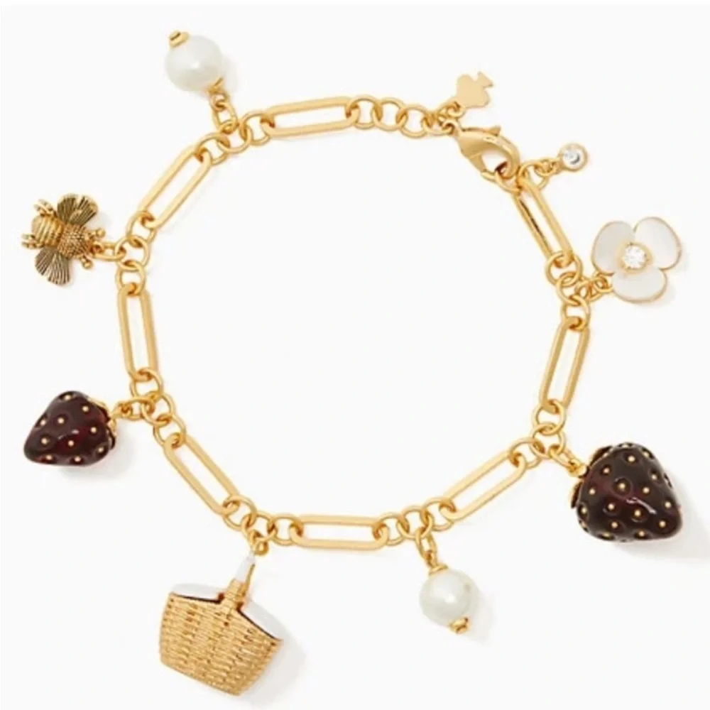 $148 Kate‎ Spade Picnic Perfect Strawberry Charm Bracelet